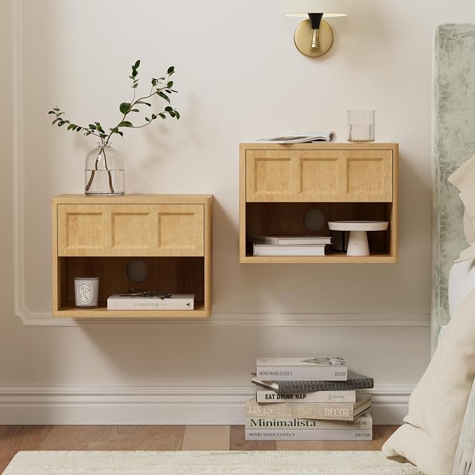 Floating Nightstand Set of 2, Wall Mounted Bedside Table - Image 7