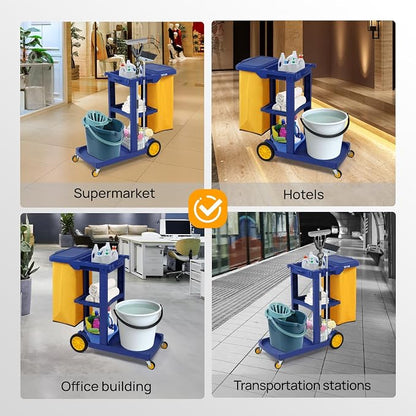 TUFFIOM Commercial Traditional Cleaning 3-Shelf Janitorial Cart, 500 Lbs - Image 9