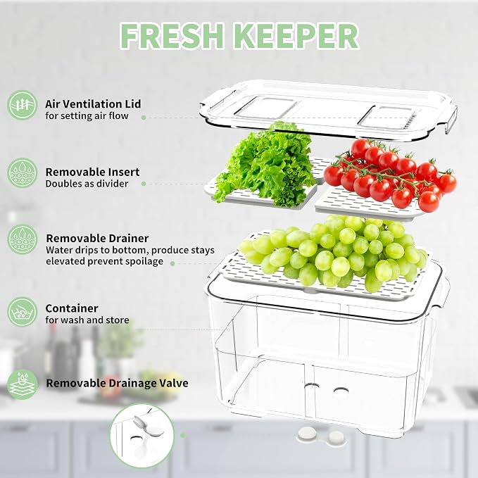 elabo Fruit Storage Containers Fridge Produce Saver- Stackable Refrigerator - Image 3