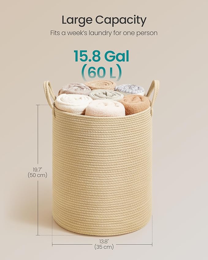 SONGMICS Laundry Hamper, Cotton Rope Laundry Basket - Image 5
