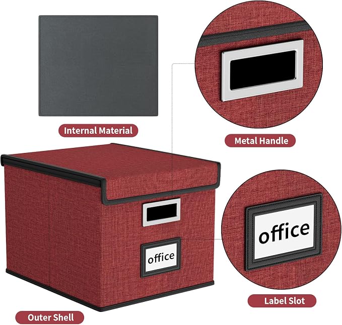 File Organizer Box with Lids, Collapsible File Folder Organizer | File Box with - Image 4