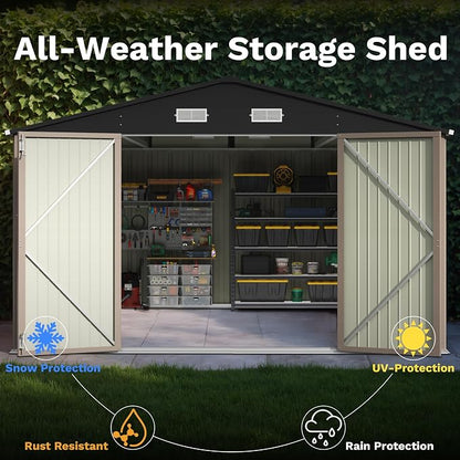 Patiowell 10x14 FT Storage Shed, Outdoor Metal Steel Garden Shed - Image 6