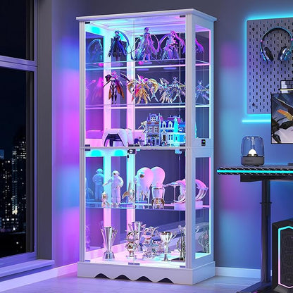 Glass Display Cabinet with RGB Light, 5-Tier Curio Cabinet - Image 9