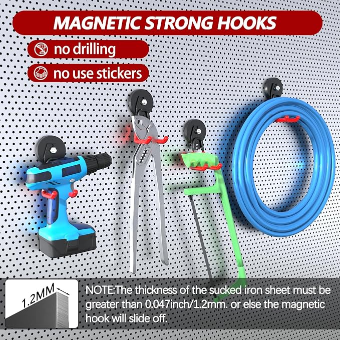 3-H Heavy Duty Magnet Garage Hooks 4 Pack, Large Strong Magnetic Hooks - Image 3