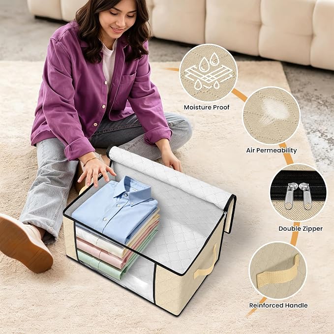 Fab totes 35L Closet Organizers and Storage, Foldable Under Bed Storage - Image 6