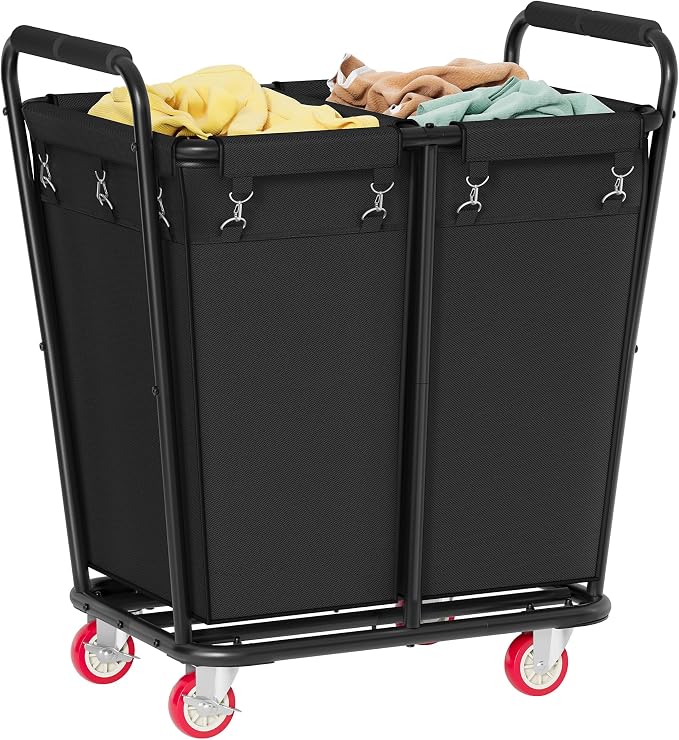 Hoctieon 2 Section Laundry Sorter Cart, 300L Rolling Hamper by Hoctieon
