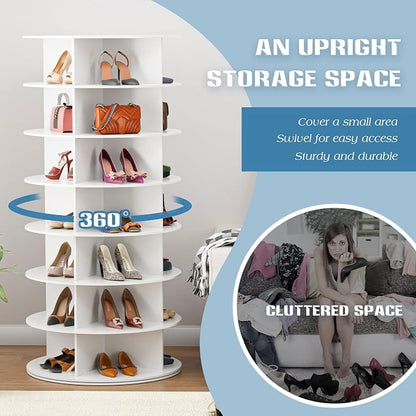 7-Tier Rotating Shoe Rack Tower, Freestanding Shoes Organizer | 360° Vertical - Image 5