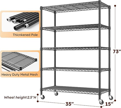 REIBII 73''H Storage Shelves 1660LBS Wire Shelving Unit - Image 3