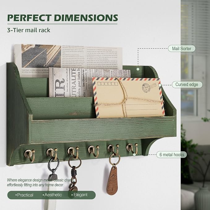 Rebee Vision Pine Wood Key Holder Wall Mount - Image 4