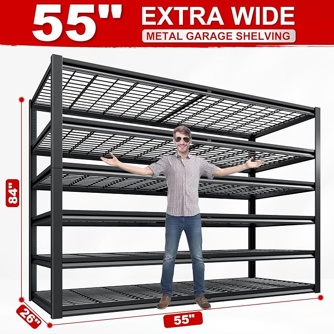 REIBII 3500LBS Garage Shelving, Adjustable Storage Shelves Heavy Duty, 6 Tier - Image 3