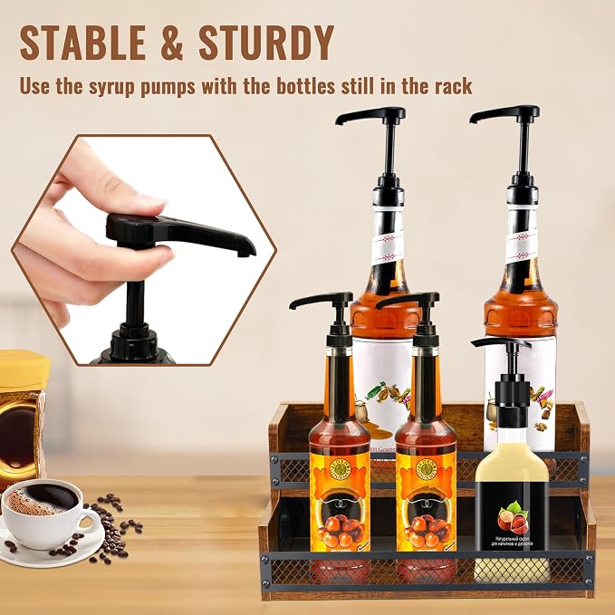 Liquor Bottle Display Shelf, Coffee Syrup Rack Organizer, 2 Step Countertop - Image 4