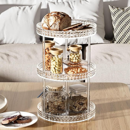 3Tier Diamond Lazy Susan Bathroom Countertop Organizer, 360° Clear Rotating - Image 7