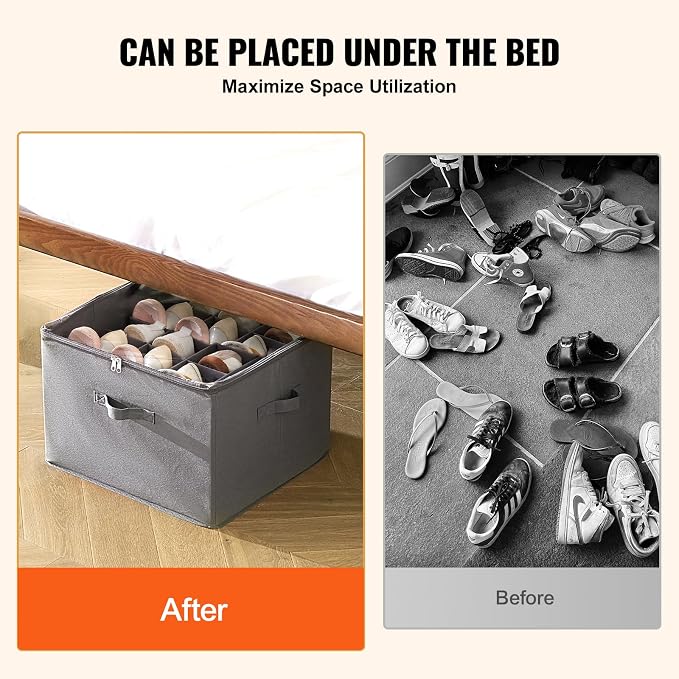 VEVOR Under Bed Shoe Storage Organizer, 1 Pack, 16 Compartments, Underbed Shoe - Image 5