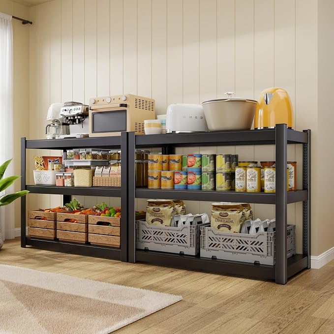 CJF Metal Storage Shelves, 3-Tier Garage Shelving Unit, Heavy Duty Adjustable - Image 4