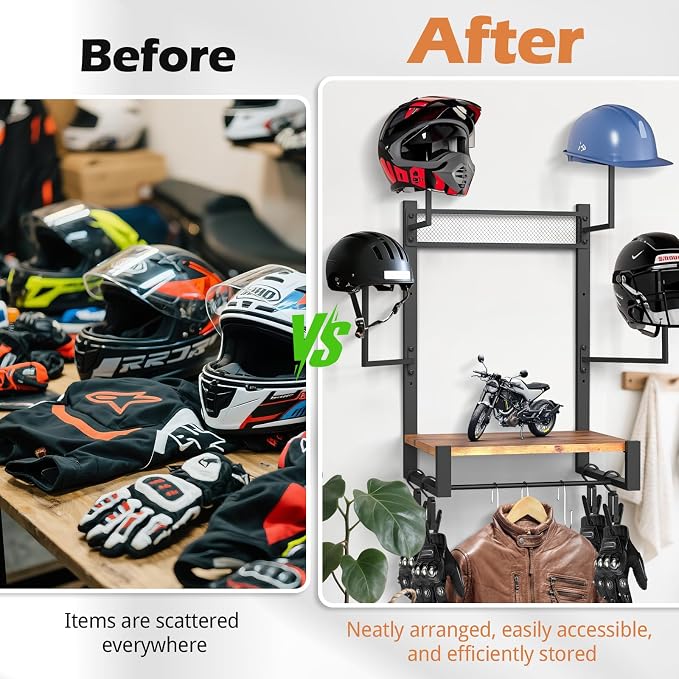 TheElves Motorcycle Helmet Holder Wall Mount, Heavy-Duty Helmet Rack - Image 5