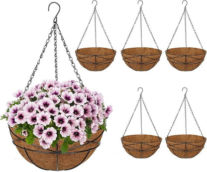6 Pack 12 inch Metal Hanging Baskets by NatureCrafted