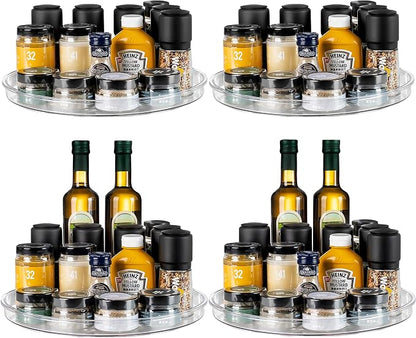 vacane 4 Pack Turntable Organizer Non-Skid, Large 13" Cabinet Lazy Susan Clear by vacane