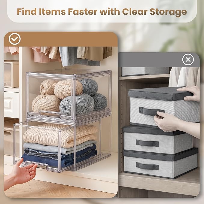 Large Clear Stackable Storage Drawers, 1 Pack Acrylic Organizer Bins - Image 6