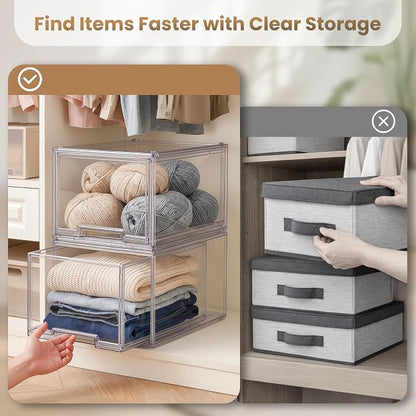 Large Clear Stackable Storage Drawers, 1 Pack Acrylic Organizer Bins - Image 6