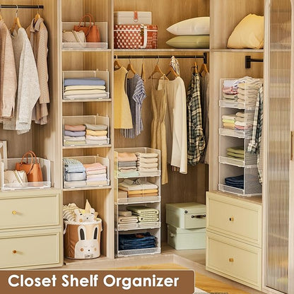 Tiaoheka 4-Tier Stackable Closet Organizers and Storage Shelves, Foldable - Image 8