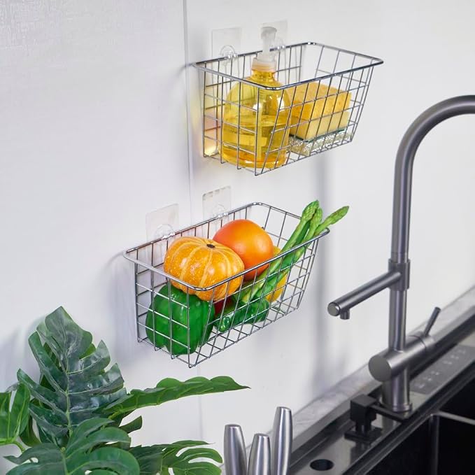 JUNCHU CHERRY 2 Pack Hanging Storage Basket, Bathroom Basket, Household Goods - Image 9