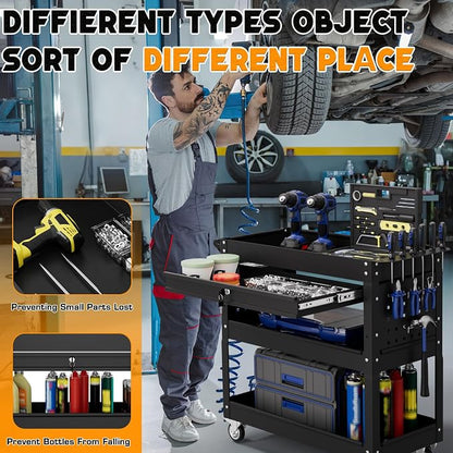3 Tier Tool Cart on Wheels - Image 3