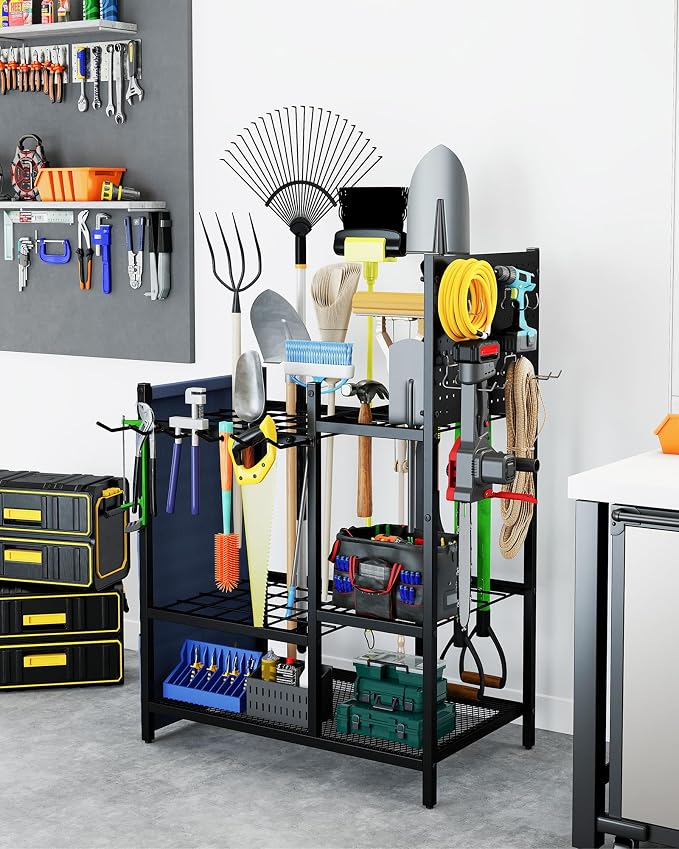 Garden Tool Organizer with Pegboard, Yard Tool Holder Standing - Image 7