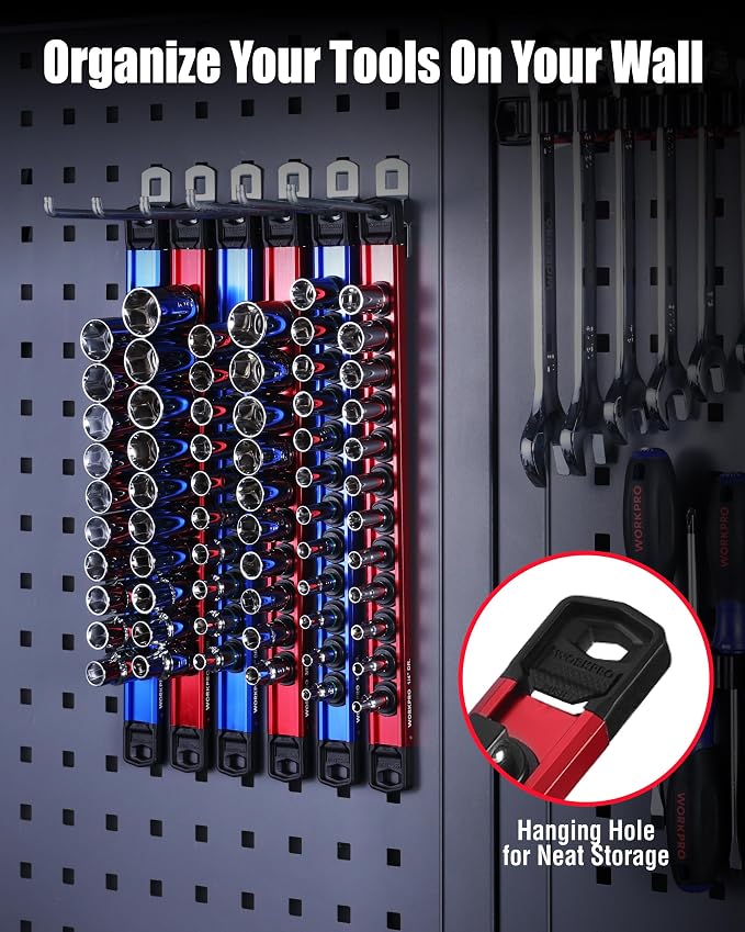WORKPRO 8-Piece Magnetic Socket Organizer and Magnetic Screwdriver Organizer Set - Image 8