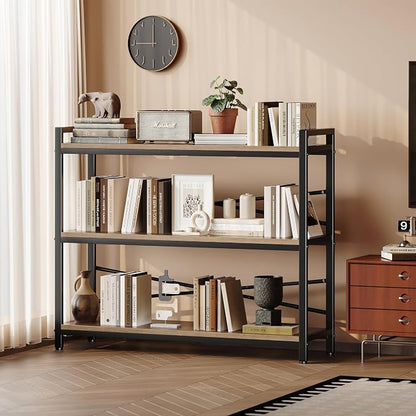 3 Tier Bookshelf 39.37" Width, Dorm Desk Hutch, Desk Shelf, Long Industrial - Image 2