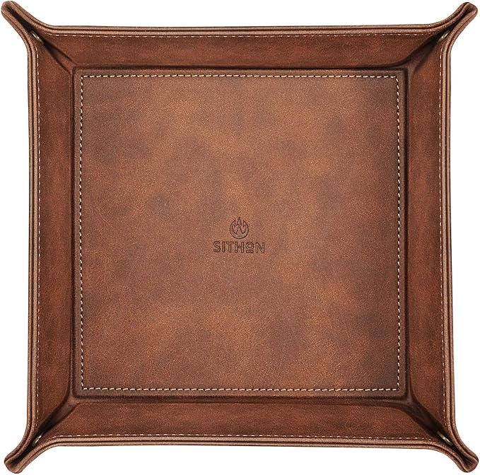 SITHON Valet Tray Desktop Storage Organizer – Premium PU Leather Catchall - Image 8