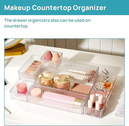 Vtopmart 7 PCS Clear Drawer Organizers Bins, 4-Size Stackable Makeup and Vanity - Image 5