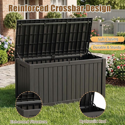 200 Gallon Outdoor Storage Box, Large Waterproof Resin Deck Box, Lock Storage - Image 4