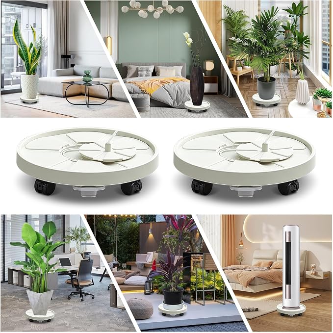 Planter Caddies 2 Set Lockable Caster Wheels, Heavy Duty Plant Stand Tray - Image 7