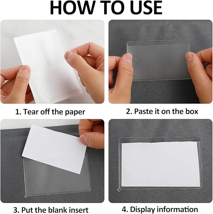 Prasacco 30 Pcs Self-Adhesive Index Card Holders Business Card Pockets Clear - Image 4