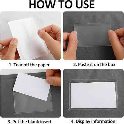 Prasacco 30 Pcs Self-Adhesive Index Card Holders Business Card Pockets Clear - Image 4
