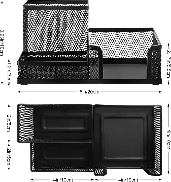 Comix Mesh Pen Pencil Holder Desk Organizer, 3 Compartment Wire Desktop Pen - Image 2