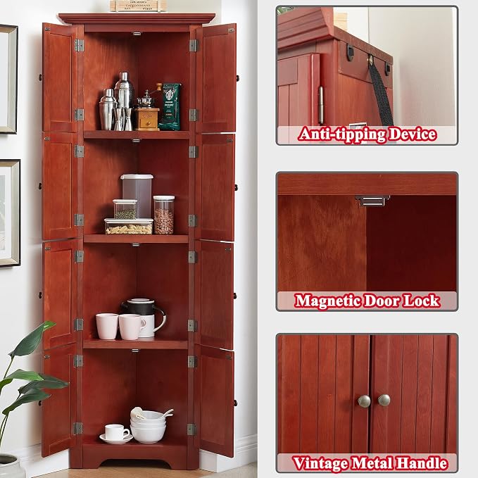 72" H Farmhouse Corner Storage Cabinet - Image 4