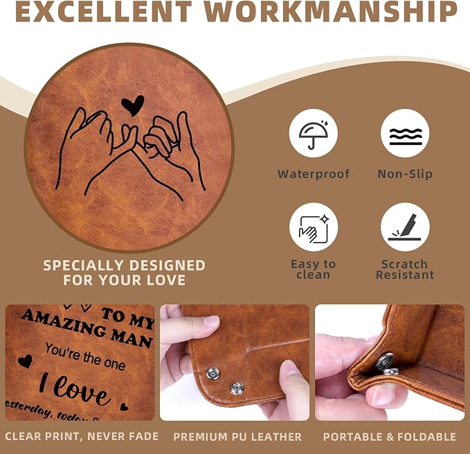 Gifts for Him, PU Leather Valet Tray and Keychain, Husband Birthday Gift Ideas - Image 4
