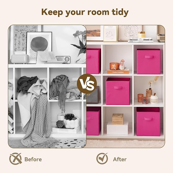 GRANNY SAYS 11 Inch Cube Storage Bin, Cube Organizer Bins, Rose Red, Sturdy - Image 5