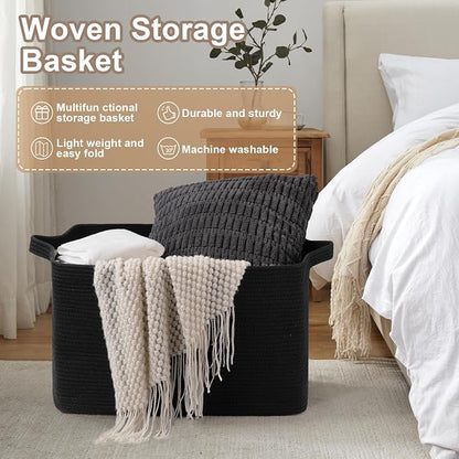 95L Extra Large Blanket Basket, Rectangle Nursery Blanket Storage - Image 7