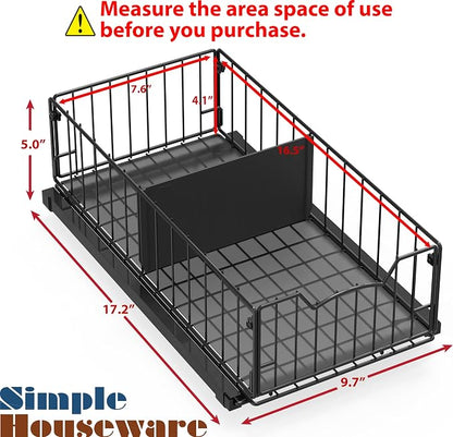 Simple Houseware Pull-Out Cabinet Sliding Basket, 17.2Dx9.7Wx5H, Under Sink or - Image 2