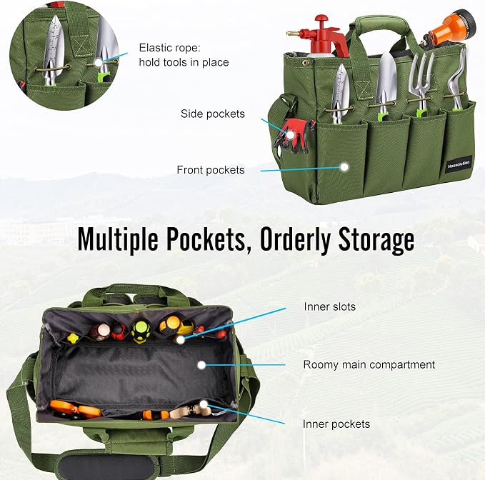 Housolution Garden Tote Bag, 900D Standable Gardening Tool Bag, Garden Tote - Image 5