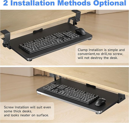 Keyboard Tray Under Desk Large C-Clamp 25.6” x 11.8” Slide-Out Platform - Image 5