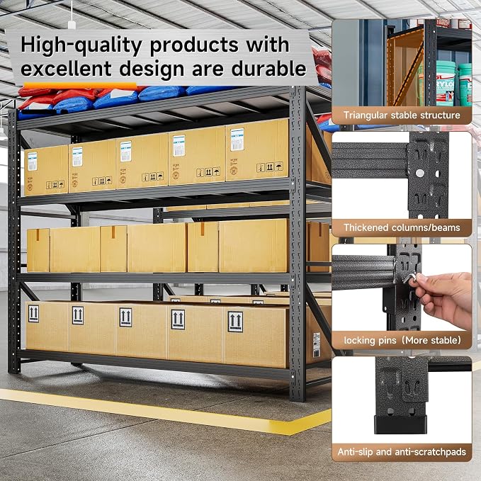 7000LBS Metal Garage Shelving Unit 79" W Storage Shelves Heavy Duty 4 Tier - Image 9