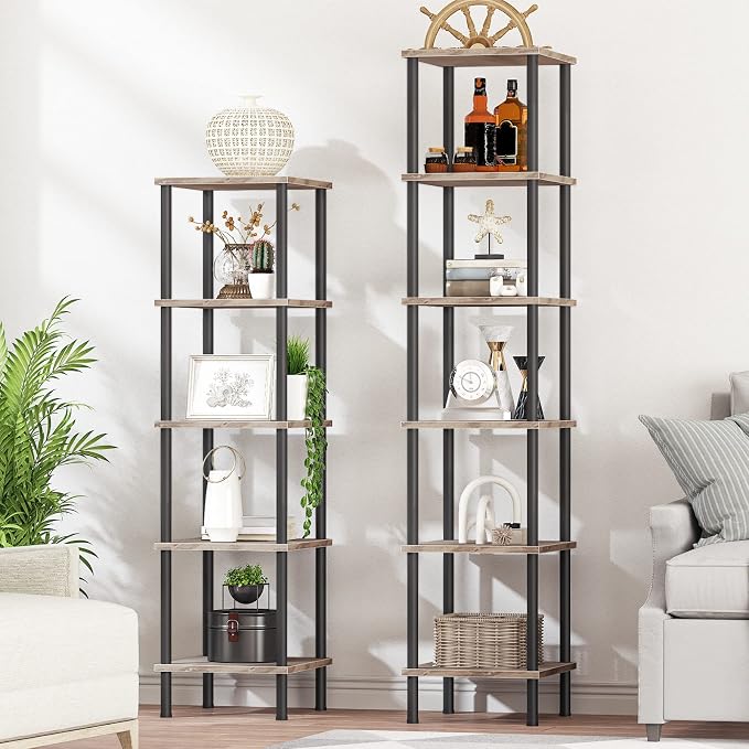HOOBRO 5-Tier Corner Shelf Stand, Corner Square Rack Display Shelf, Tall - Image 2