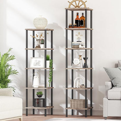 HOOBRO 5-Tier Corner Shelf Stand, Corner Square Rack Display Shelf, Tall - Image 2