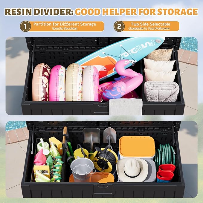 Flamaker 250 Gallon Resin Deck Box, XXL Waterproof Storage Box - Image 6