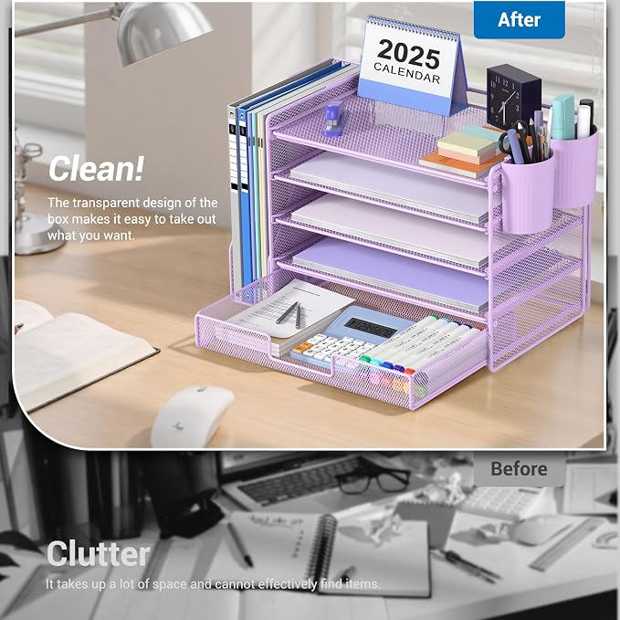 OPNICE Desk Organizer, 5-Tier Desktop File Organizer - Image 4