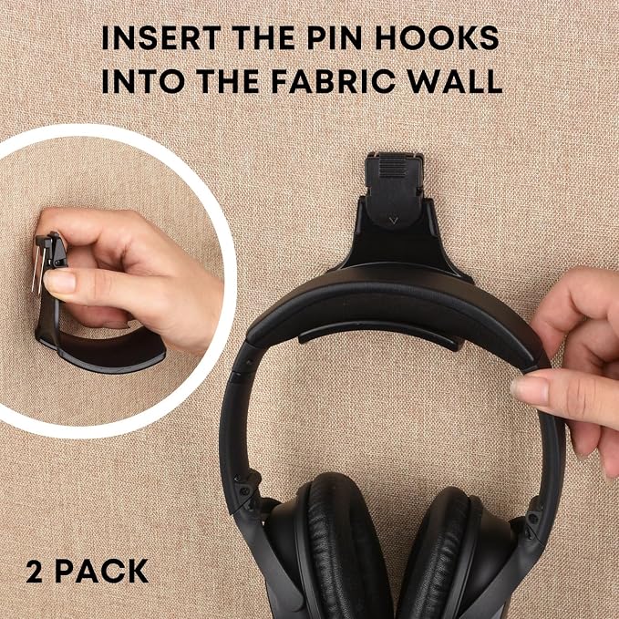 Fabric Wall Headphone Stand for Office, Cubicle Headphone Holder for Work Decor - Image 2