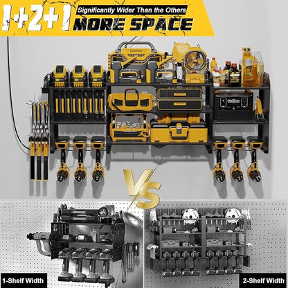 Power Tool Organizer Wall Mount, 3 Layer Tool Storage Rack, Drill Bit Heavy - Image 3